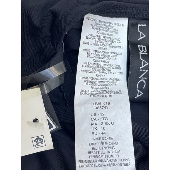 La Blanca Women’s Black Floral Embroidered Halter Swimsuit One-Piece Sz 12 - New - Picture 8 of 10